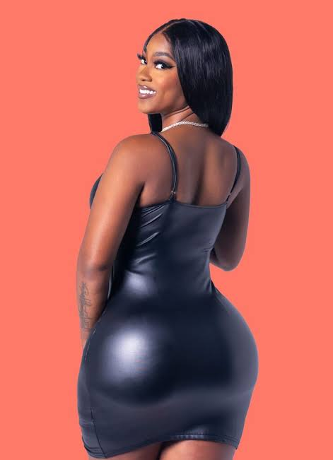 BBL Baddie in tight leather dress