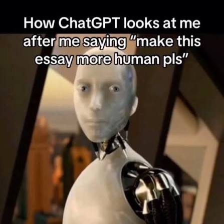 How AI looks at me after I ask it to make my essay more human